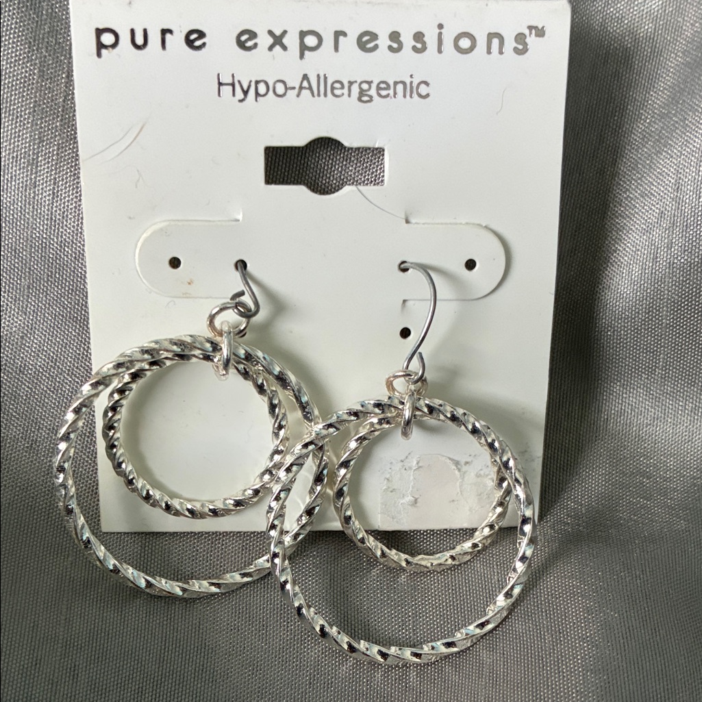 Pure Expressions Hypo-Allergenic Silver-Tone Hoop Earrings New